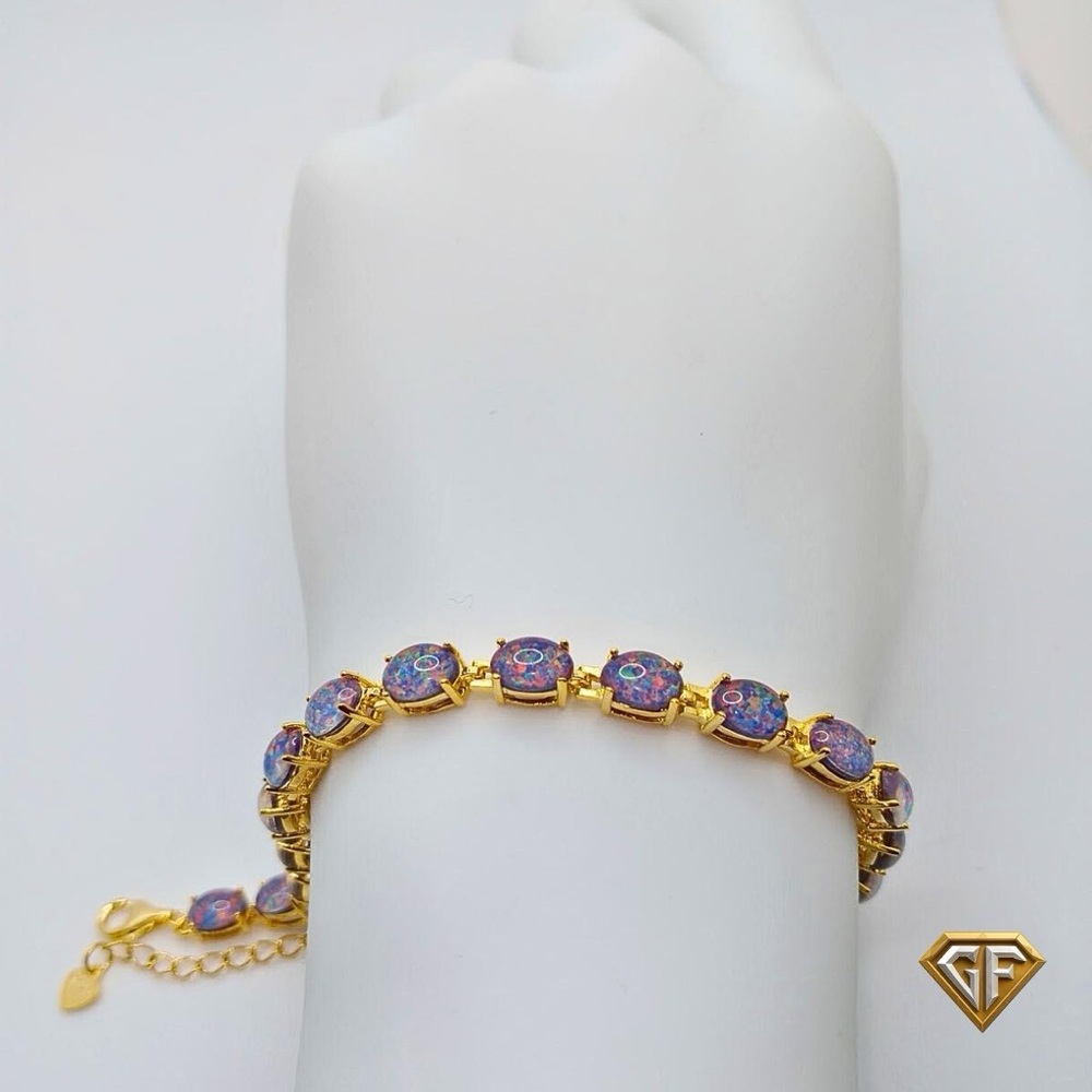 Black Opal Tennis Bracelet, Oval Black Opals, Gold Vermeil Trending Bracelet